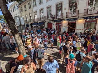 Foule festoyante Lisbonne